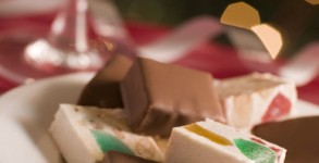 Plate of Chocolate Dipped and Plain Nougat