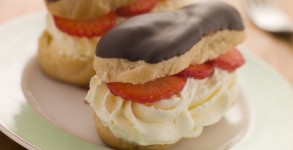 Chocolate and Strawberry filled eclairs Chocolate and Strawberry filled eclairs