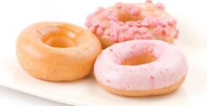 Colorful and delicious donut in plate Colorful and delicious donut in plate